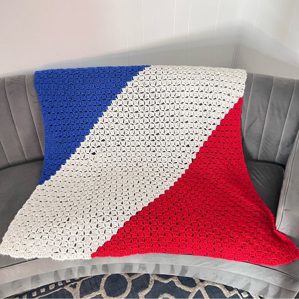Vintage Handmade Crochet Blanket 47x47